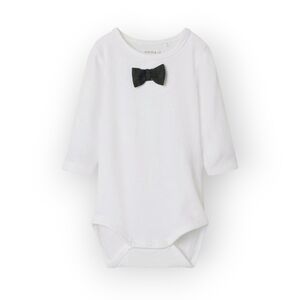 NWT Name It White Long Sleeve Heather Bow Tie Bodysuit ~sz 9M